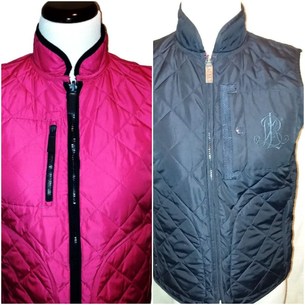 LAUREN RALPH LAUREN NAVY/PINK REVERSIBLE VEST SZ S